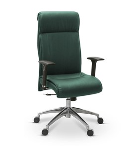 Офисное кресло Dark (подлокотники 3D) натуральная кожа с компаньоном / зеленая NL30 в Челябинске