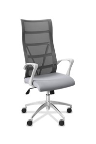 Офисное кресло для руководителя Топ X белый каркас, сетка/ткань TW / серая/ серая в Челябинске
