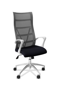 Офисное кресло Топ X белый каркас, сетка/ткань TW / серая/черная в Челябинске