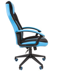 Кресло игровое CHAIRMAN GAME 26  Экокожа - Ткань стандарт. Черный/голубой в Челябинске - предосмотр 3