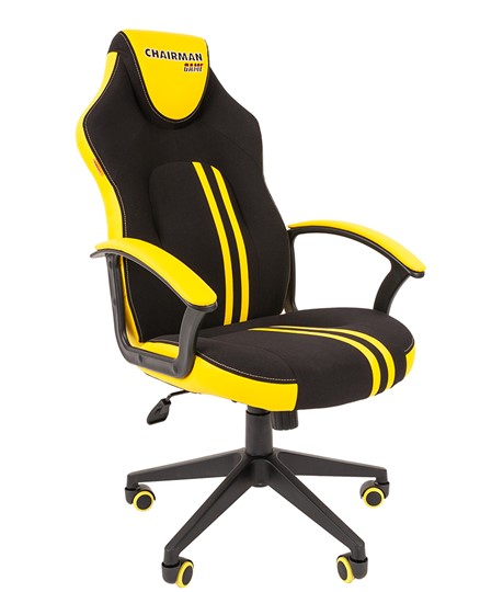 Кресло игровое CHAIRMAN GAME 26  Экокожа - Ткань стандарт. Черный/желтый в Челябинске - изображение 1