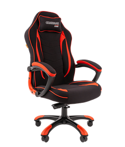 Кресло игровое CHAIRMAN GAME 28 Полиэстер комбинированная ткань красный/черный в Магнитогорске
