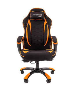 Кресло игровое CHAIRMAN GAME 28 Полиэстер комбинированная ткань оранжевый/черный в Челябинске - предосмотр 2
