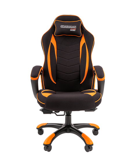 Кресло игровое CHAIRMAN GAME 28 Полиэстер комбинированная ткань оранжевый/черный в Челябинске - изображение 2