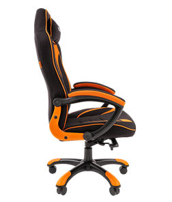 Кресло игровое CHAIRMAN GAME 28 Полиэстер комбинированная ткань оранжевый/черный в Челябинске - предосмотр 3