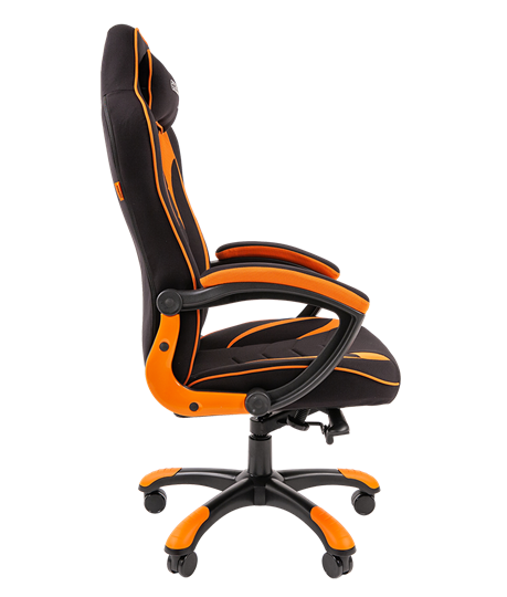 Кресло игровое CHAIRMAN GAME 28 Полиэстер комбинированная ткань оранжевый/черный в Челябинске - изображение 3