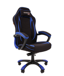 Кресло игровое CHAIRMAN GAME 28 Полиэстер комбинированная ткань синий/черный в Челябинске - предосмотр 1