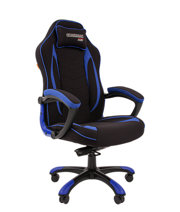 Кресло игровое CHAIRMAN GAME 28 Полиэстер комбинированная ткань синий/черный в Челябинске - изображение