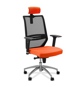 Офисное кресло Aero lux с подголовником, сетка/ткань TW / черная/ оранжевая в Челябинске