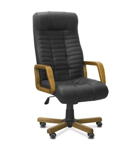 Офисное кресло Атлант W, экокожа премиум / черная CN1114/ дерево - орех в Магнитогорске