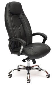 Кресло офисное BOSS Lux, кож/зам, черный/черный перфорированный, арт.9160 в Челябинске