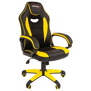 Кресло офисное BRABIX "Blaze GM-162", TW/экокожа, черное/желтое, 532579, 7083507 в Миассе