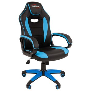 Кресло офисное BRABIX "Blaze GM-162", TW/экокожа, черное/голубое, 532578, 7083506 в Магнитогорске