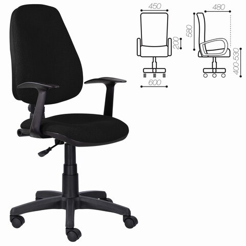 Кресло в офис Brabix Comfort MG-321, регулируемая эргономичная спинка, ткань, черное в Челябинске - изображение 5