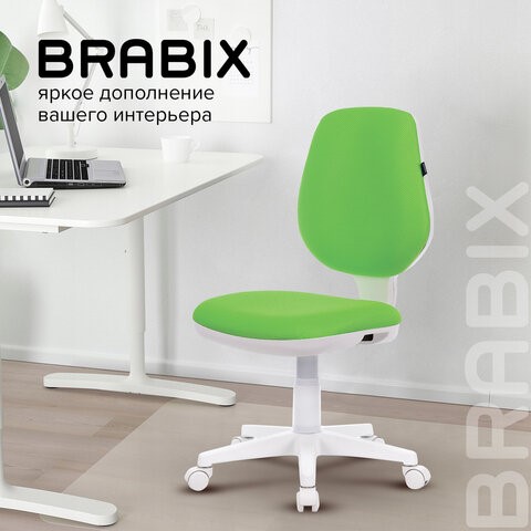 Кресло Brabix Fancy MG-201W (без подлокотников, пластик белый, салатовое) 532414 в Миассе - изображение 10