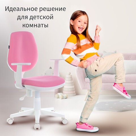 Офисное кресло Brabix Fancy MG-201W (с подлокотниками, пластик белый, розовое) 532409 в Челябинске - изображение 5