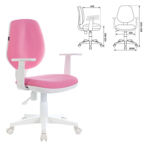 Офисное кресло Brabix Fancy MG-201W (с подлокотниками, пластик белый, розовое) 532409 в Миассе - изображение 3