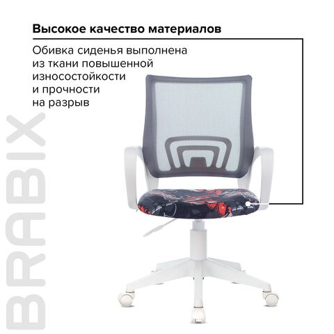Кресло Brabix Fly MG-396W (с подлокотниками, пластик белый, сетка, серое с рисунком "Graffity") 532404 в Челябинске - изображение 8