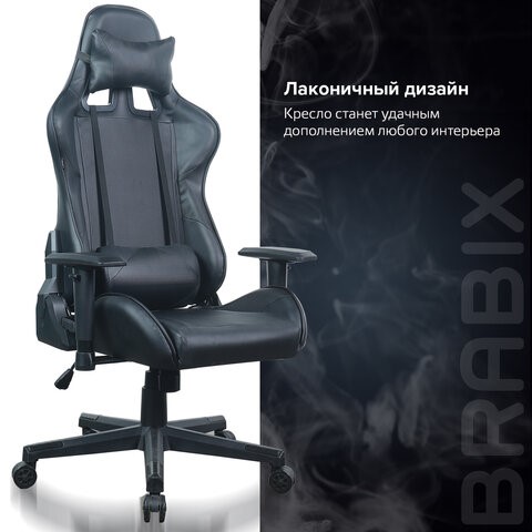Кресло Brabix GT Carbon GM-115 (две подушки, экокожа, черное) 531932 в Миассе - изображение 17