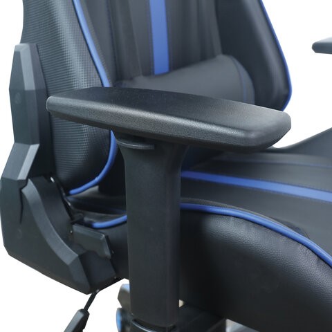 Компьютерное кресло BRABIX "GT Carbon GM-120", две подушки, экокожа, черное/синее, 531930 в Челябинске - изображение 12