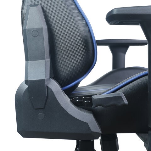 Компьютерное кресло BRABIX "GT Carbon GM-120", две подушки, экокожа, черное/синее, 531930 в Челябинске - изображение 14