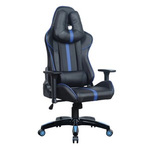 Компьютерное кресло BRABIX "GT Carbon GM-120", две подушки, экокожа, черное/синее, 531930 в Миассе