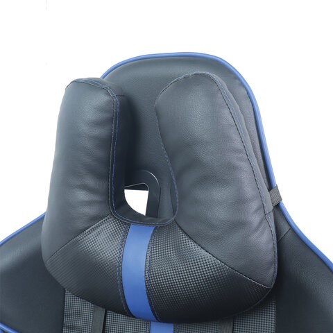 Компьютерное кресло BRABIX "GT Carbon GM-120", две подушки, экокожа, черное/синее, 531930 в Челябинске - изображение 8