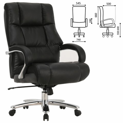 Кресло компьютерное Brabix Premium Bomer HD-007 (рециклированная кожа, хром, черное) 531939 в Челябинске - изображение 6