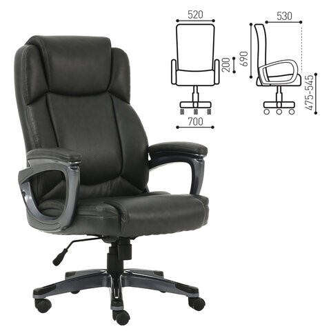Кресло офисное Brabix Premium Favorite EX-577 (пружинный блок, рециклированная кожа, серое) 531935 в Челябинске - изображение 12