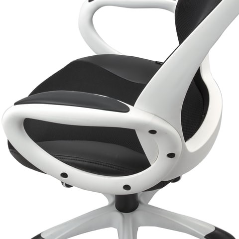 Компьютерное кресло Brabix Premium Genesis EX-517 (пластик белый, ткань/экокожа/сетка черная) 531573 в Челябинске - изображение 6