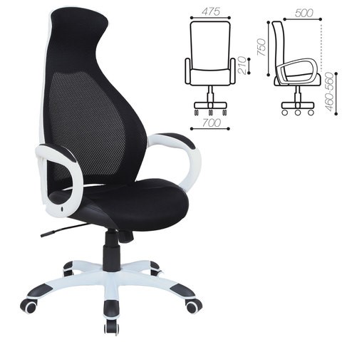 Компьютерное кресло Brabix Premium Genesis EX-517 (пластик белый, ткань/экокожа/сетка черная) 531573 в Челябинске - изображение 1