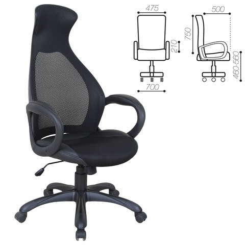 Компьютерное кресло Brabix Premium Genesis EX-517 (пластик черный, ткань/экокожа/сетка черная)   531574 в Челябинске - изображение 1