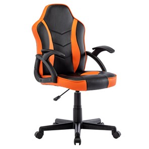 Кресло офисное BRABIX "Shark GM-203", экокожа, черное/оранжевое, 532513 в Златоусте