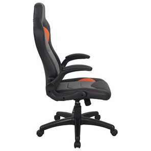 Кресло компьютерное BRABIX "Skill GM-005", откидные подлокотники, экокожа, черное/оранжевое, 532495 в Магнитогорске - предосмотр 1