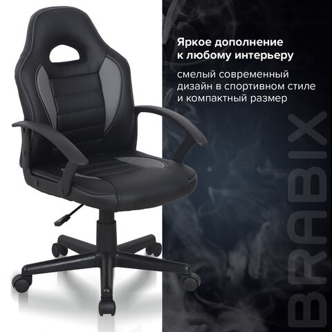Кресло офисное BRABIX "Spark GM-201", экокожа, черное/серое, 532504 в Челябинске - изображение 11
