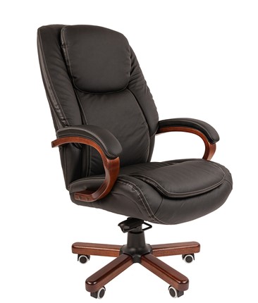Кресло компьютерное CHAIRMAN 408 кожа черная в Миассе - изображение