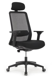 Кресло компьютерное Design WORK W-218C, Чёрный пластик/Чёрная сетка в Челябинске - предосмотр