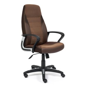 Кресло компьютерное INTER кож/зам/флок/ткань, коричневый, 36-36/6/TW-24 арт.15028 в Миассе