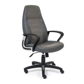 Офисное кресло INTER кож/зам/флок/ткань, серый/металлик, C-36/29/TW-12 арт.15029 в Челябинске