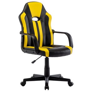 Кресло компьютерное RABIX "Stripe GM-202", экокожа, черное/желтое, 532510 в Миассе