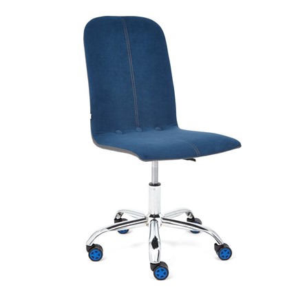 Офисное кресло RIO флок/кож/зам, синий/металлик, арт.14189 в Миассе - изображение