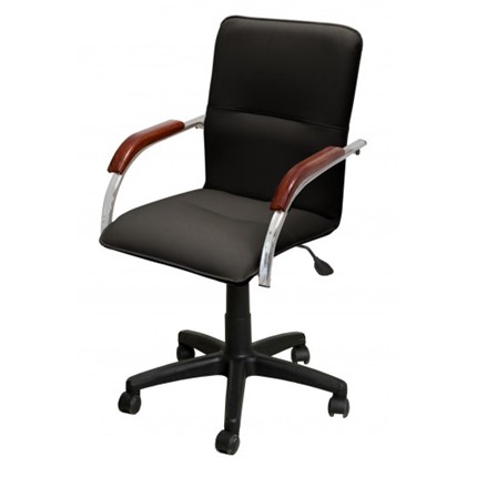 Офисное кресло Самба-лифт СРП-034 Люкс черный/орех в Миассе - изображение