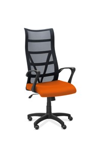 Кресло в офис Топ, сетка/ткань TW / черная/ оранжевая в Челябинске