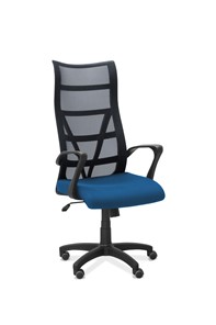 Кресло офисное Топ, сетка/ткань TW / черная/синяя в Златоусте