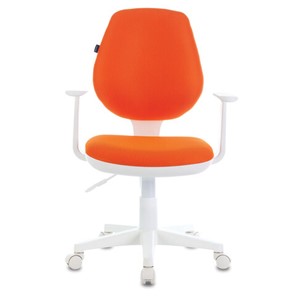 Кресло компьютерное Brabix Fancy MG-201W (с подлокотниками, пластик белый, оранжевое) 532410 в Златоусте