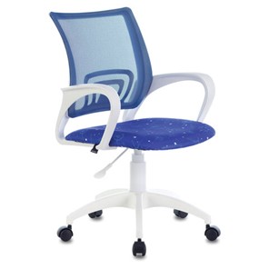 Кресло Brabix Fly MG-396W (с подлокотниками, пластик белый, сетка, темно-синее с рисунком "Space") 532405 в Копейске