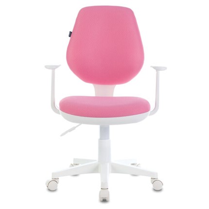 Офисное кресло Brabix Fancy MG-201W (с подлокотниками, пластик белый, розовое) 532409 в Челябинске - изображение