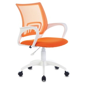 Офисное кресло Brabix Fly MG-396W (с подлокотниками, пластик белый, сетка, оранжевое) в Челябинске - предосмотр