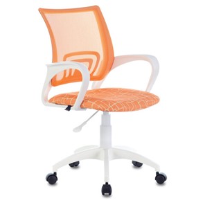 Офисное кресло Brabix Fly MG-396W (с подлокотниками, пластик белый, сетка, оранжевое с рисунком "Giraffe") 532402 в Копейске