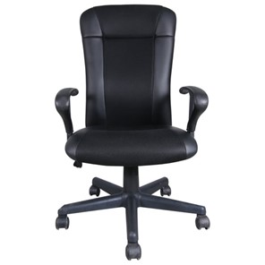 Кресло компьютерное Brabix Optima MG-370 (с подлокотниками, экокожа/ткань, черное) 531580 в Челябинске - предосмотр